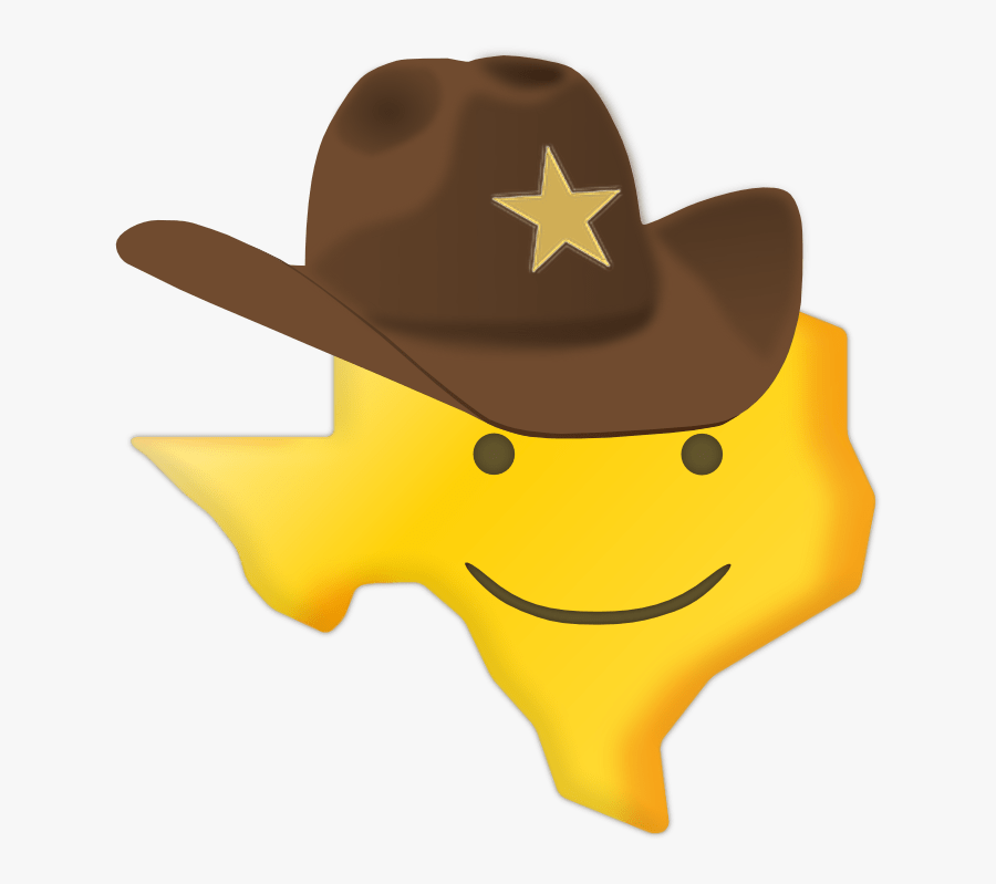 Texas Smiley Sticker - Texas State With Cowboy Hat, Transparent Clipart