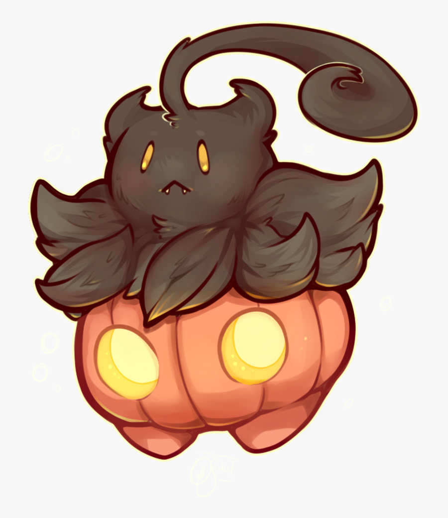 Anime Manga Cute Kawaii Chibi Pokemon Pumpkin Black - Kawaii Chibi Pumpkin, Transparent Clipart