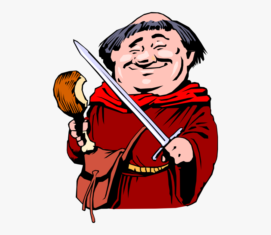 Vector Illustration Of Robin Hood"s Friar Tuck Enjoys - Friar Tuck Turkey Leg, Transparent Clipart