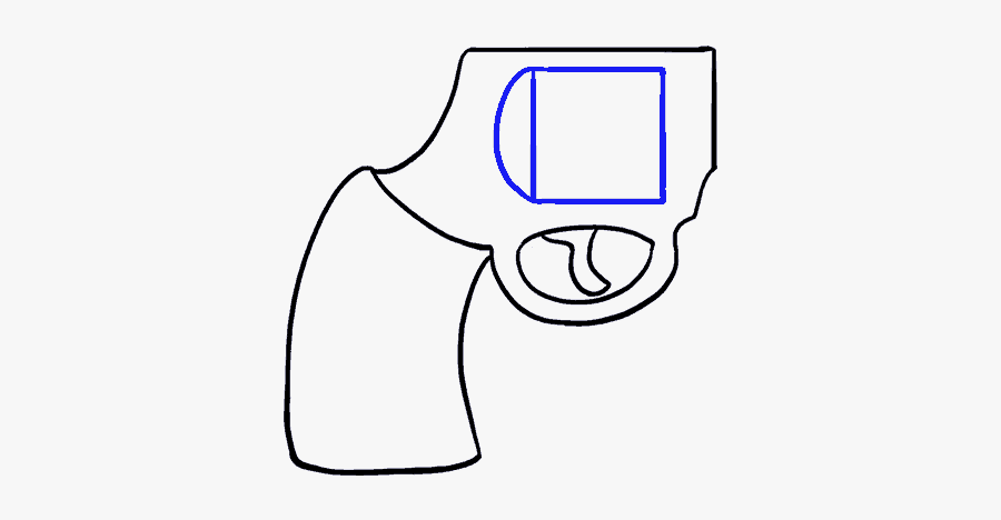 How To Draw Cartoon Revolver - Line Art, Transparent Clipart