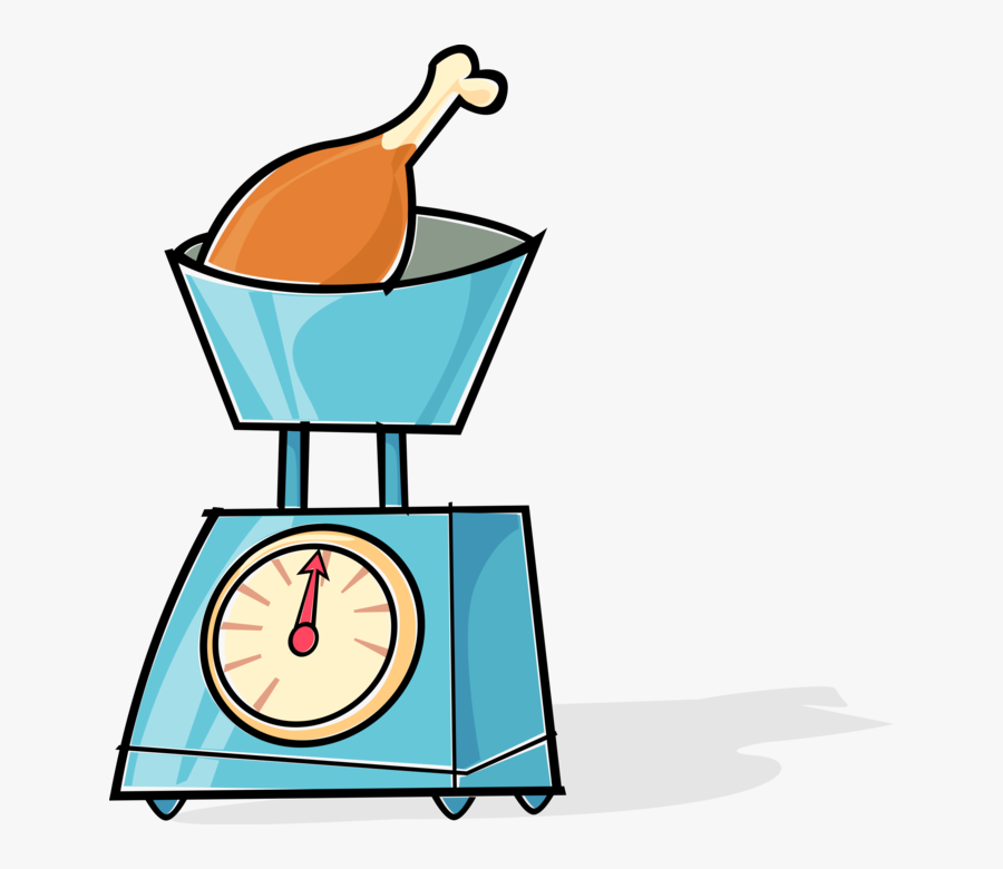 Vector Illustration Of Kitchen Food Scale Weighs Turkey, Transparent Clipart