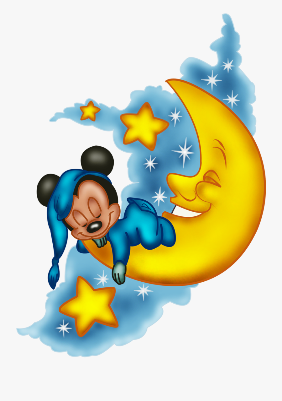 Night Clipart Morning Evening - Baby Mickey Mouse Sleeping, Transparent Clipart