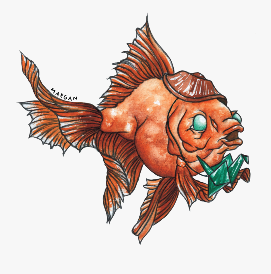 Goldfish W Origami-01 - Goldfish, Transparent Clipart