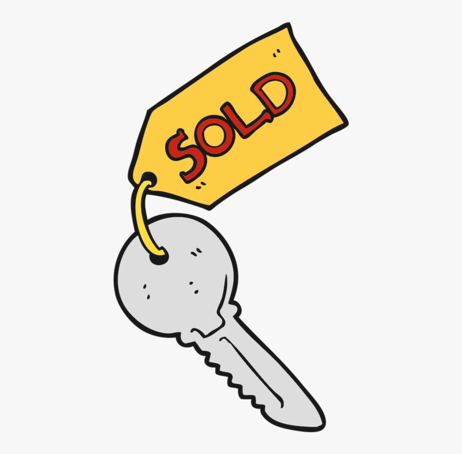 A Picture Of A Key With Sold On It After We Sold Your - Key Cartoon Black And White, Transparent Clipart
