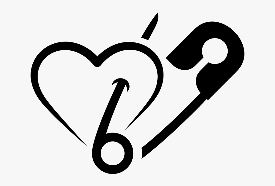 Safety Pin Heart, Transparent Clipart