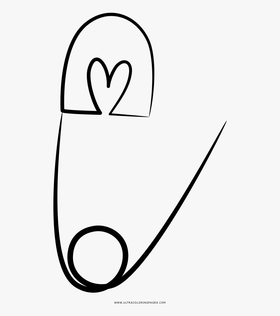 Safety Pin Coloring Page - Line Art, Transparent Clipart