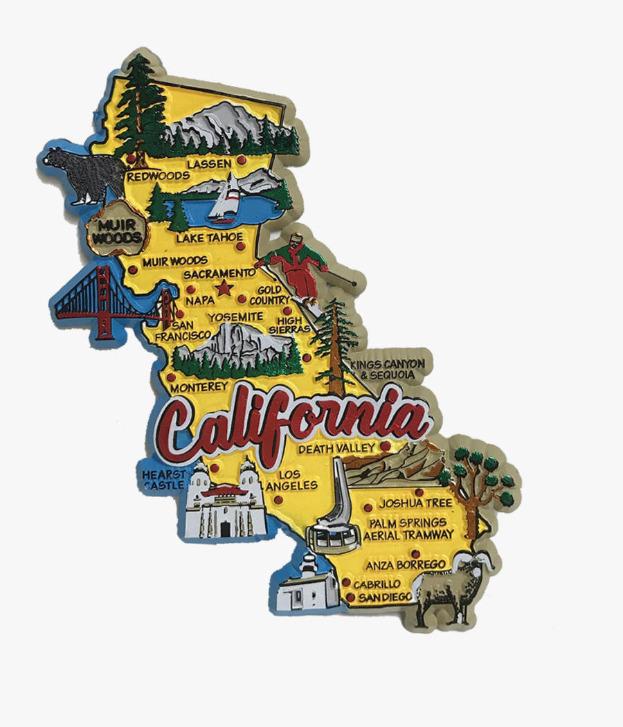 Souvenir Magnet California State Map - California State Map Cartoon, Transparent Clipart