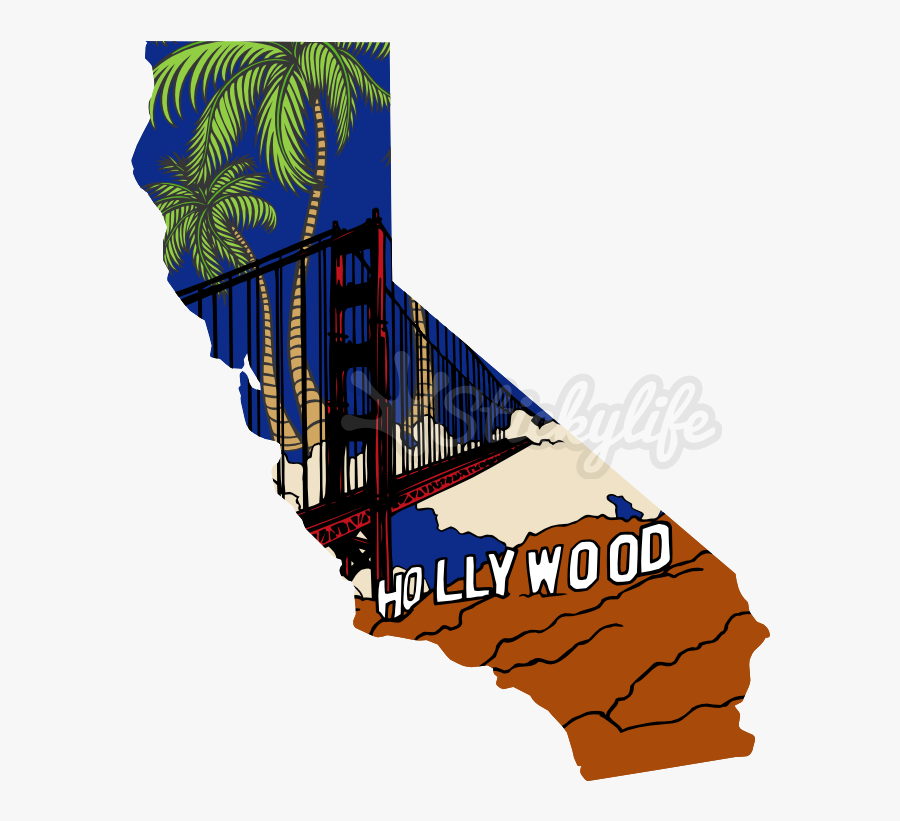 California State Decal - Coastal Mountains California Map, Transparent Clipart