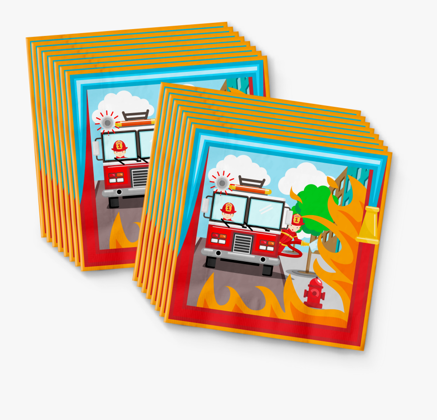Fire Truck Boy Birthday Party Tableware Kit For 16, Transparent Clipart
