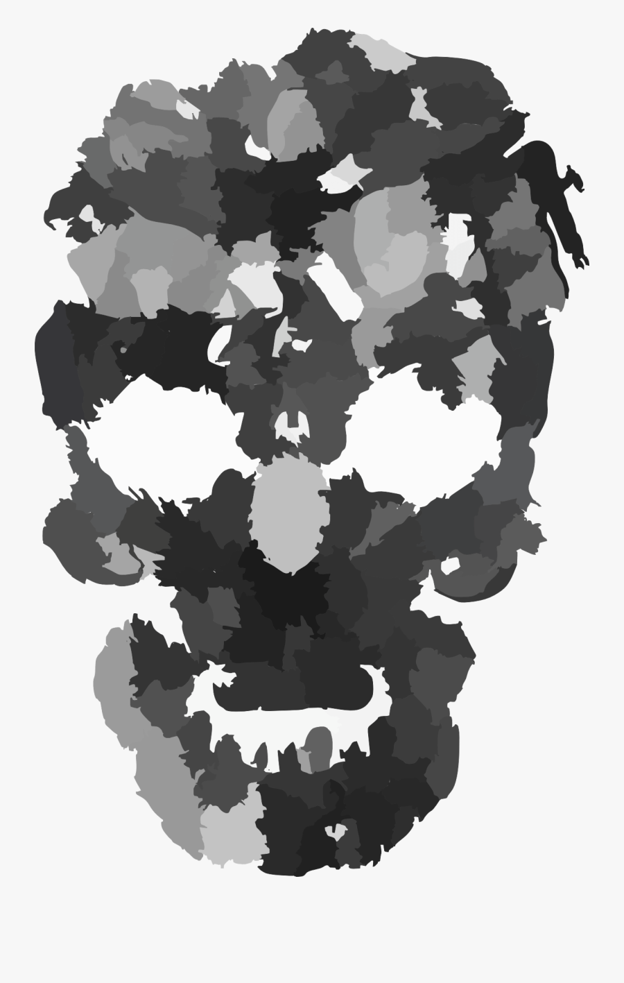 Camo Skull Face Halloween Printable Clip Art - Skull Abstract Png, Transparent Clipart