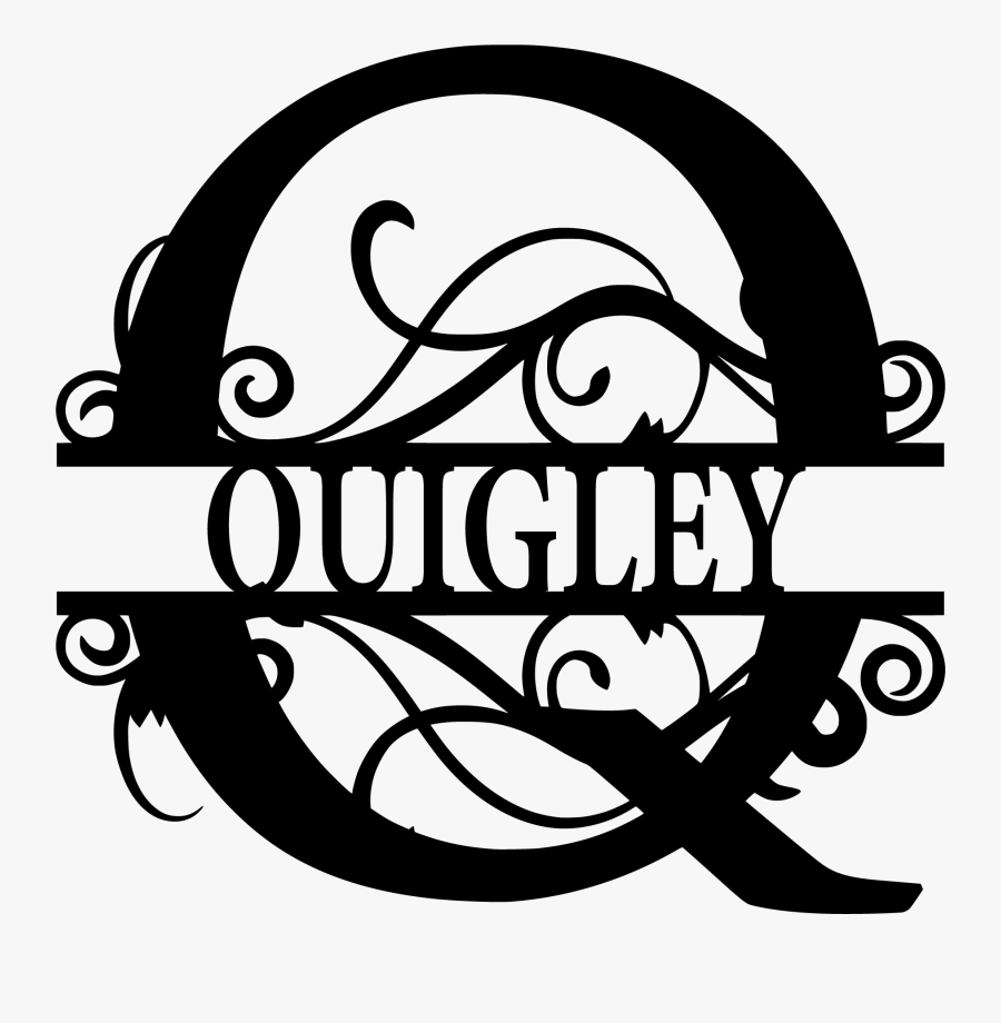 Monogram Split Letter Q, Transparent Clipart