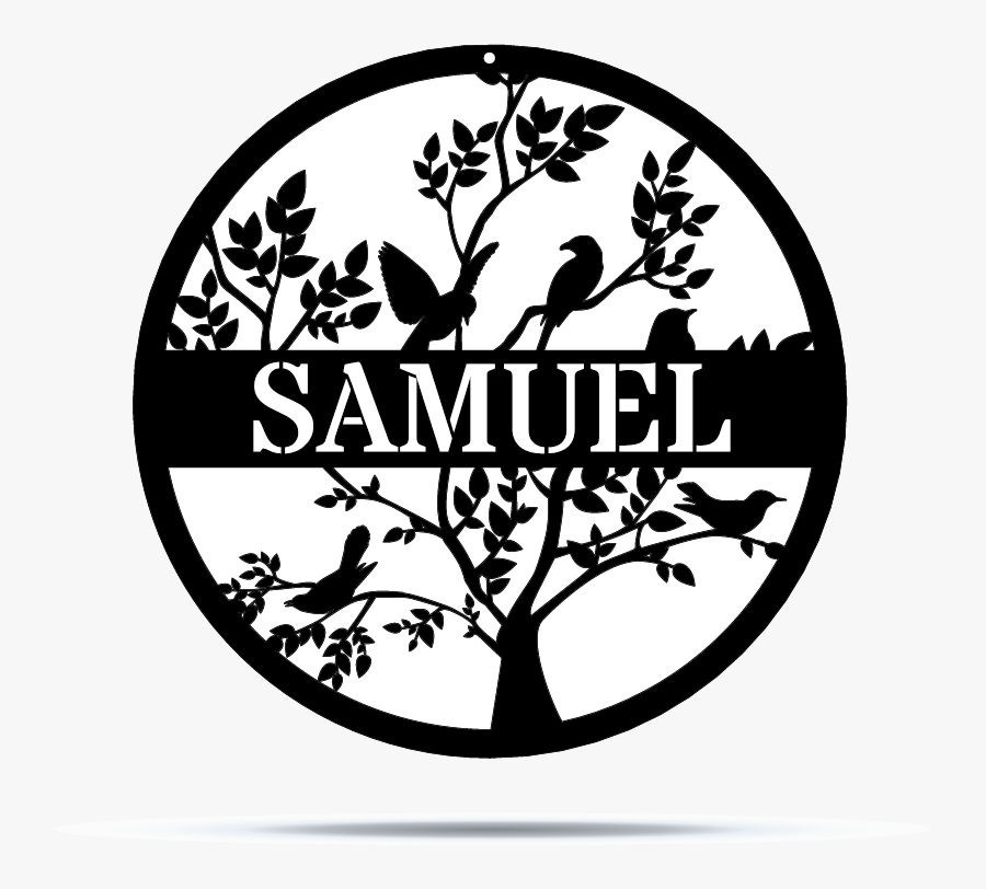Monogram-bird Family Circle Sign Metal Art In Gloss - Yoga, Transparent Clipart