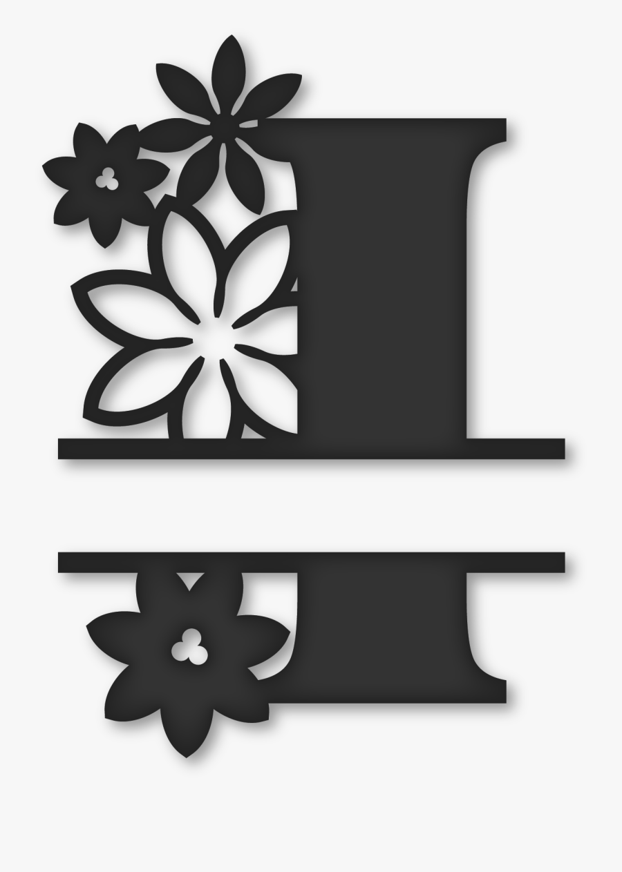 Flower Split Monogram I - Monogram Split Letter M, Transparent Clipart