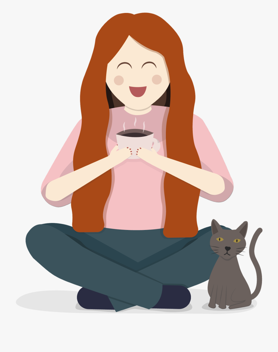 Meditation Clipart Relaxed Girl - Illustration, Transparent Clipart