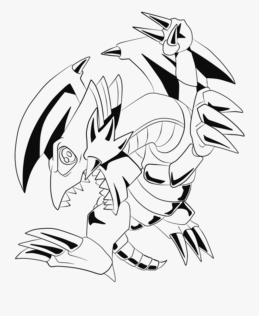 Blue Eyes Toon Dragon Lineart, Transparent Clipart