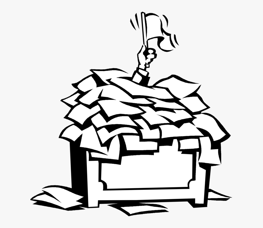 Desk Clipart Paperwork - Cartoon Images Of Drowning In Paperwork, Transparent Clipart