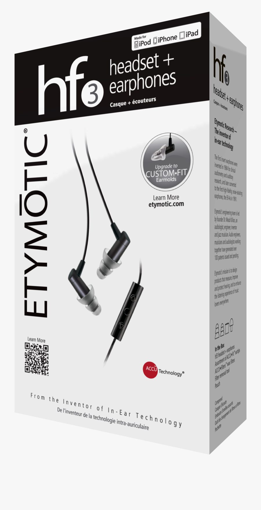 Hf3 Black 3d Box , Png Download - Etymotic Hf5 Black, Transparent Clipart