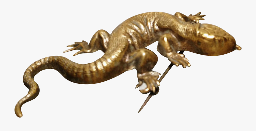 Rare Antique Ormolu Komodo Dragon Brooch, Oriental - Bronze Sculpture, Transparent Clipart