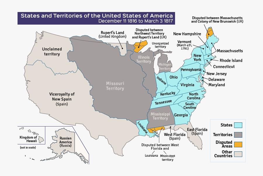 Early Republic Territory Map, Transparent Clipart