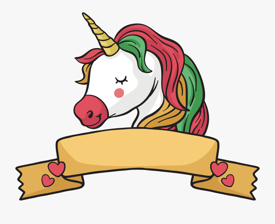 Clip Art Ribbon Title Box Transprent Png - Ribbon Background Unicorn Png, Transparent Clipart