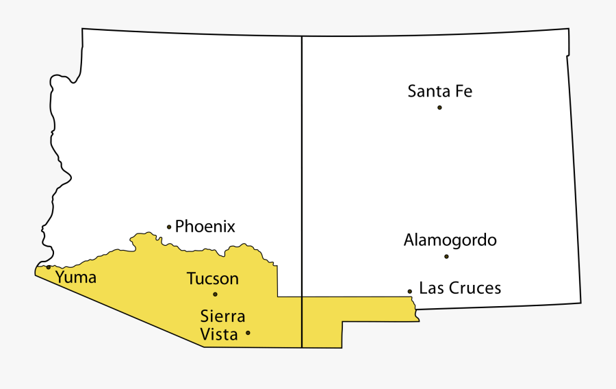Arizona New Mexico Outline, Transparent Clipart