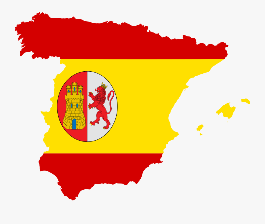 Flag Of Spain Spanish Hispanophone - Spain Flag On Map, Transparent Clipart