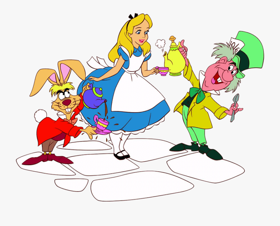 Image Of Alice In Wonderland Clipart Mad Hatter Tea - Mad Hatter And Alice Cartoon, Transparent Clipart