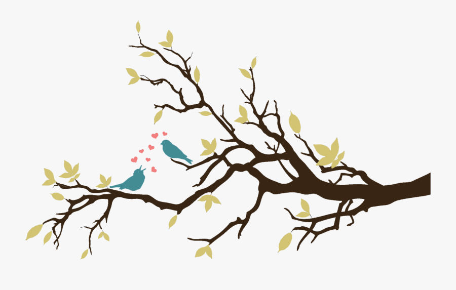 Bird On Tree Branch Drawing - Trees With Birds Silhouette, Transparent Clipart