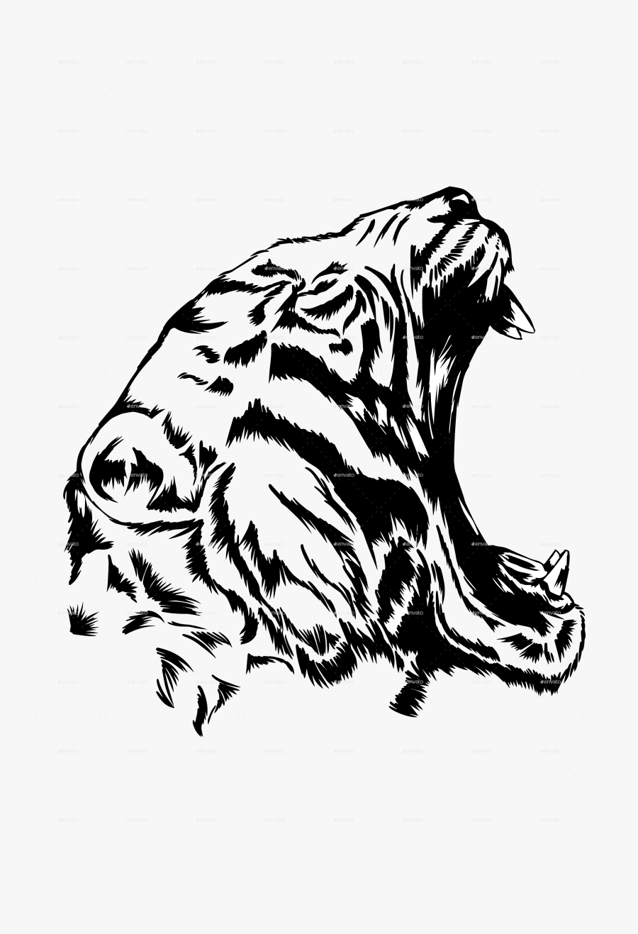 Grizzly-bear - Line Art Roaring Tiger, Transparent Clipart