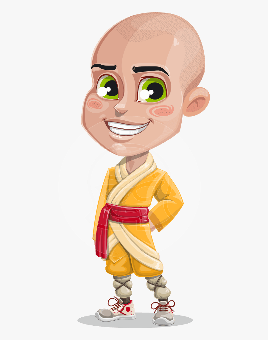 Cute Monk Boy Cartoon Vector Character Aka Kalsang - Cartoon, Transparent Clipart