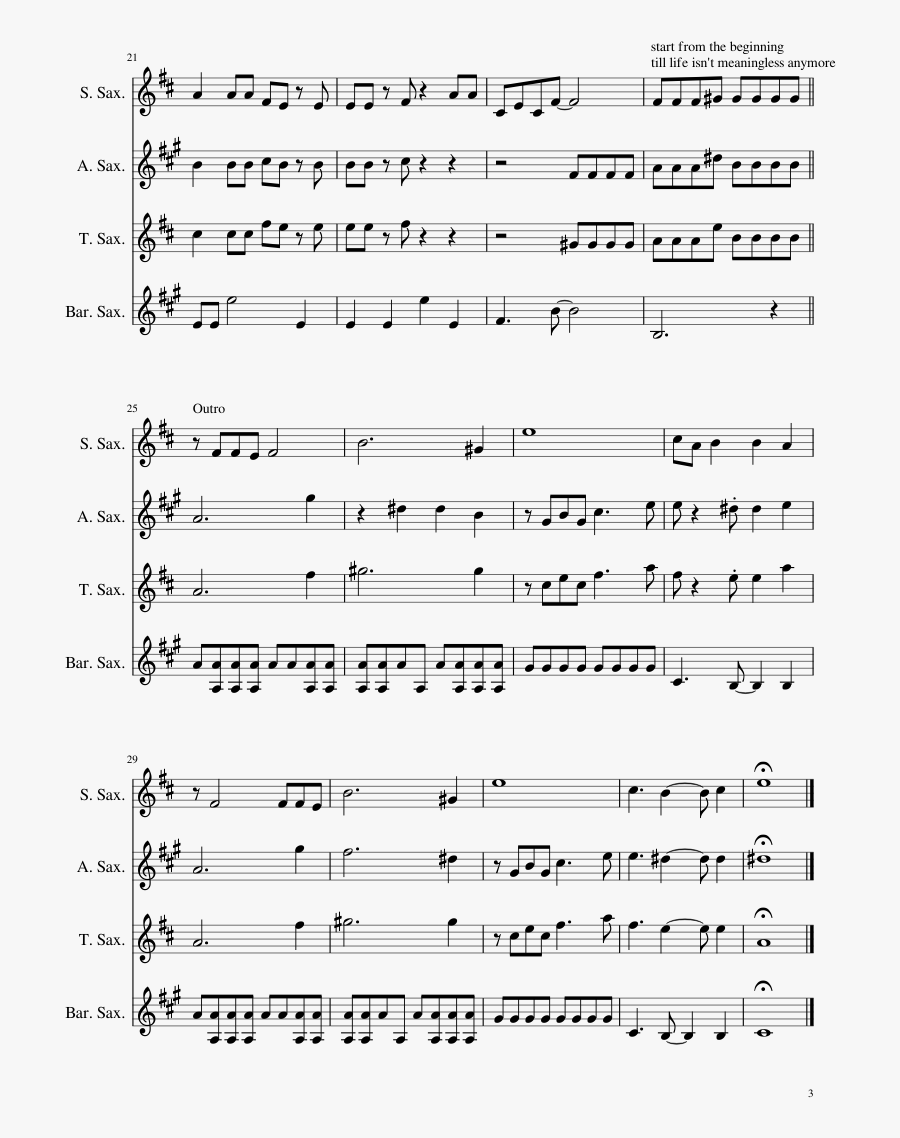 Clip Art Macintosh Plus Saxophone Quartet - Hall Of The Mountain King Flute Notes, Transparent Clipart