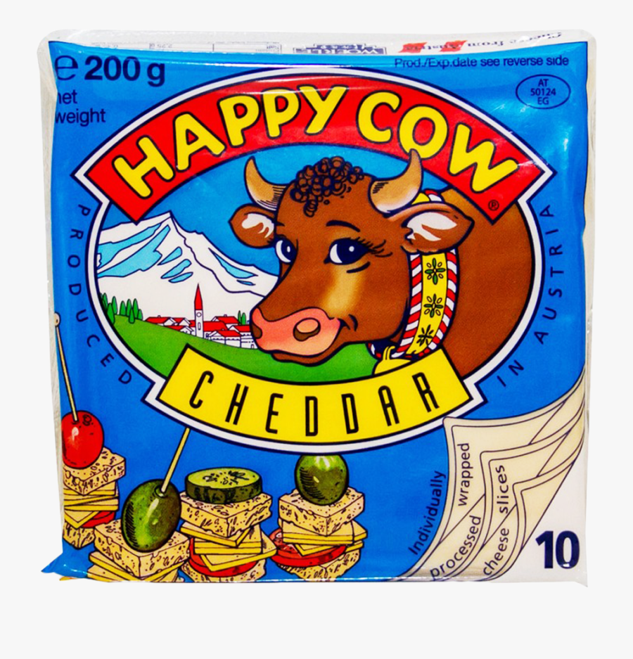 Happy Cow Cheese Cheddar 10 Slices 200 Gm - Happy Cow Cheddar Cheese Slices, Transparent Clipart