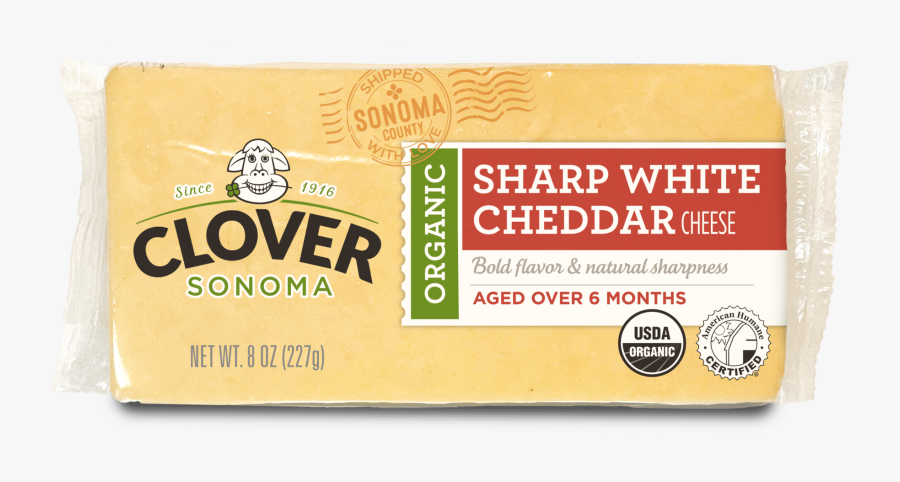 Organic Sharp White Cheddar Cheese 8oz Block - Food, Transparent Clipart