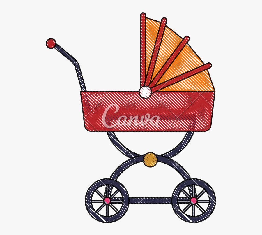 Clip Art Baby Carriage Drawing - Mujer Con Un Coche De Bebé, Transparent Clipart