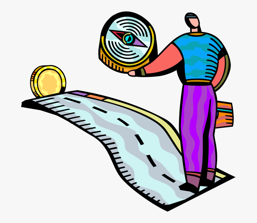 Vector Illustration Of Businessman With Magnetic Navigation, Transparent Clipart