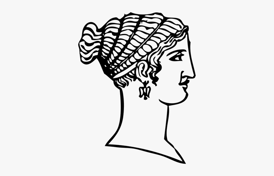 Ancient Greek Short Hairstyle Vector Graphics - Helen Of Troy Drawing, Transparent Clipart