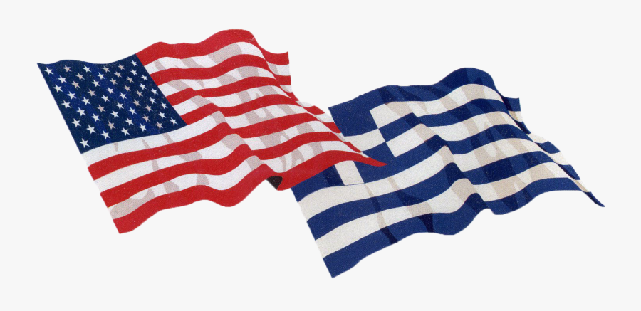 American And Greek Flag - Greek Flag Vs American Flag, Transparent Clipart