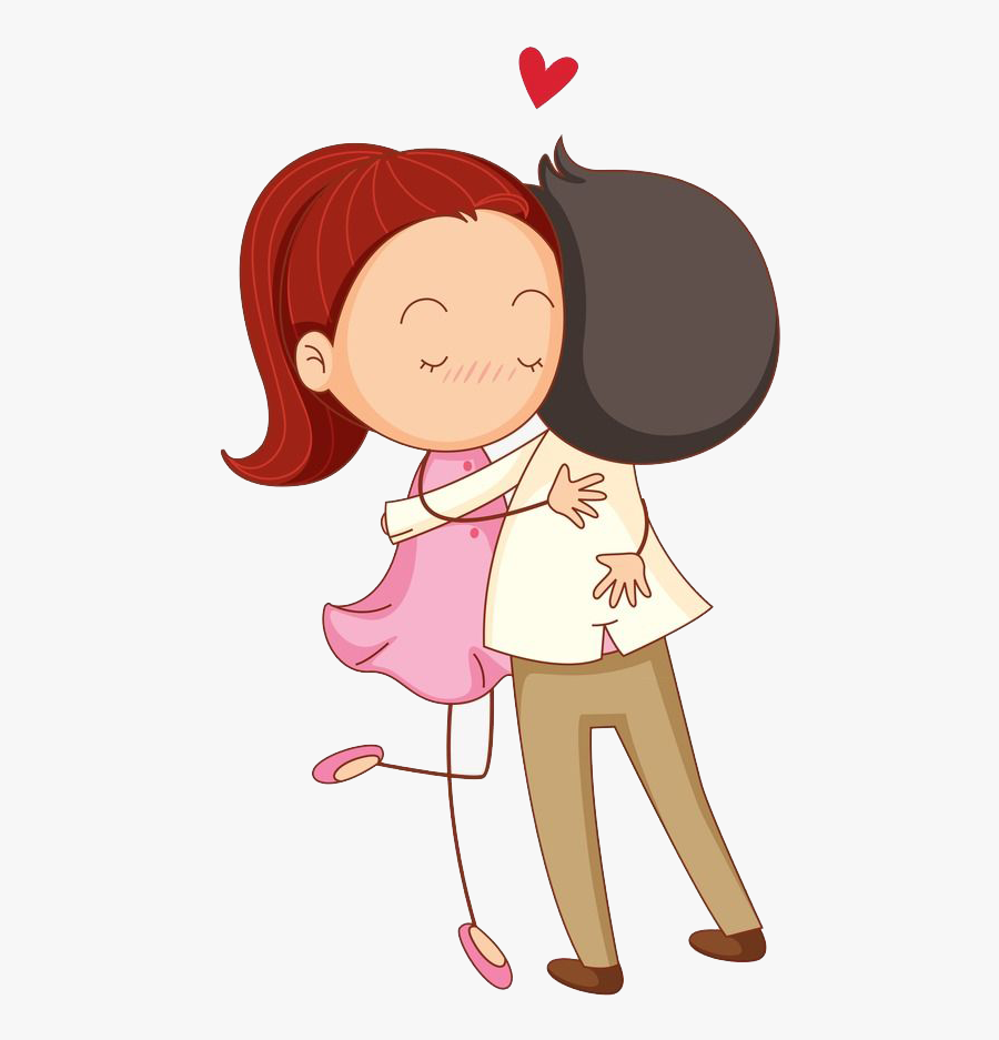 Girl And Boy Hugging Cartoon, Transparent Clipart