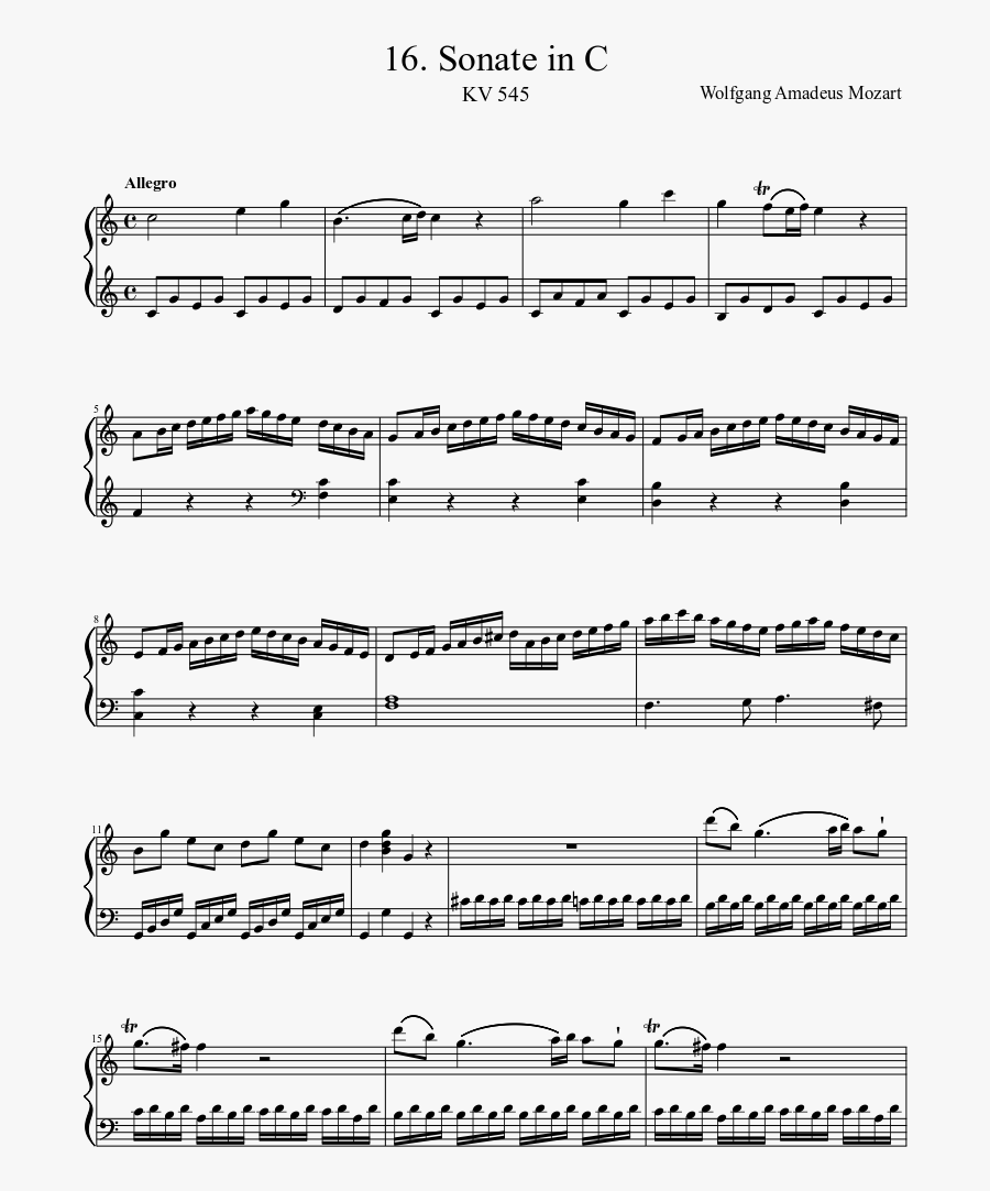 Piano Sonata No 16 Mozart, Transparent Clipart