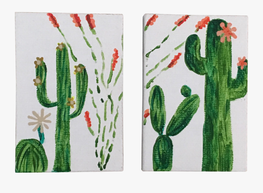 Mini Boho Chic Cactus Paintings - Saguaro, Transparent Clipart