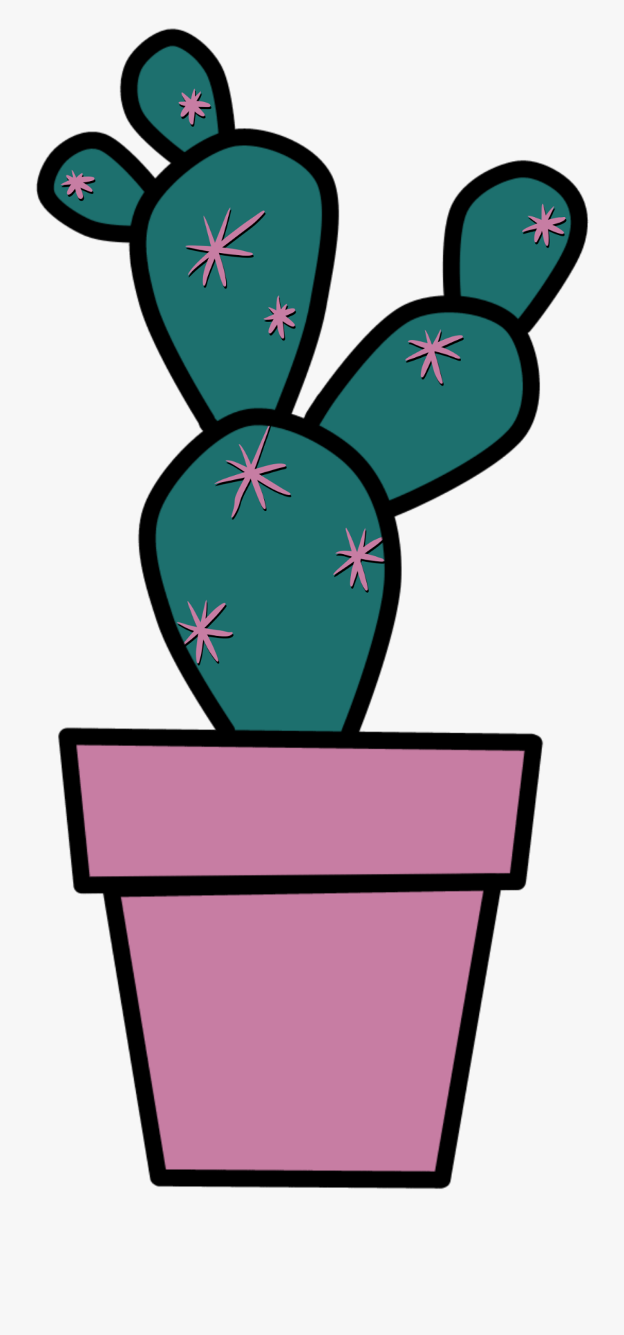 #cactus #draw #cute #pink #green #freetoedit #ftestickers - Cactus, Transparent Clipart
