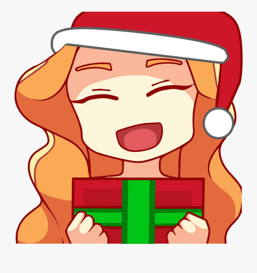 Happy Emote With A Red And Green Present And A Red - Cartoon, Transparent Clipart