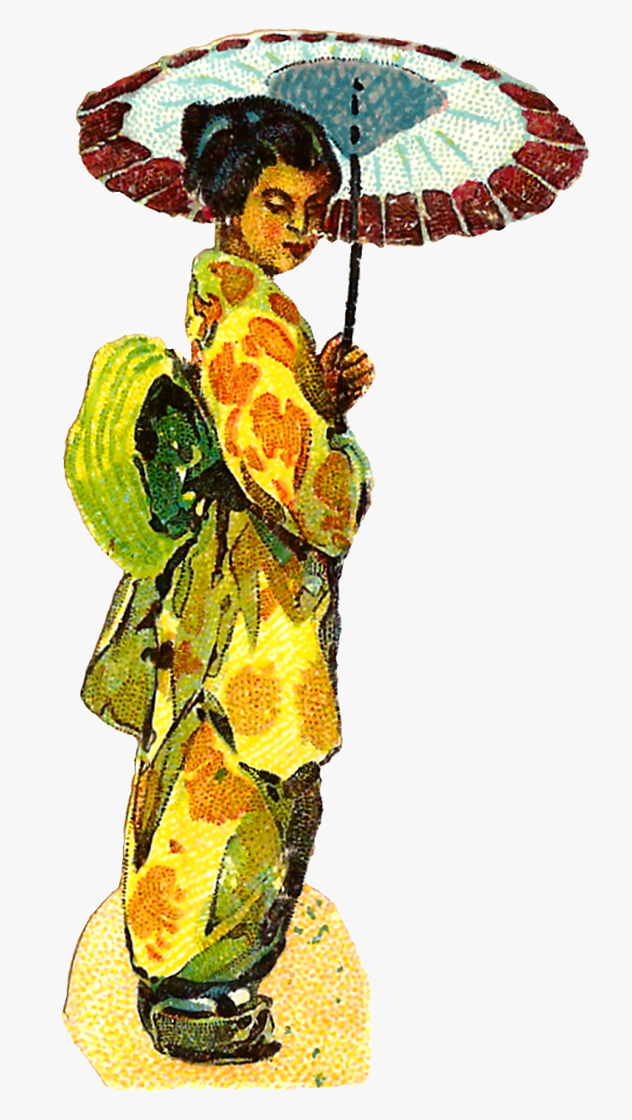 Antique Images Free Japanese Women S Kimono - Women Vintage Clip Art Png, Transparent Clipart