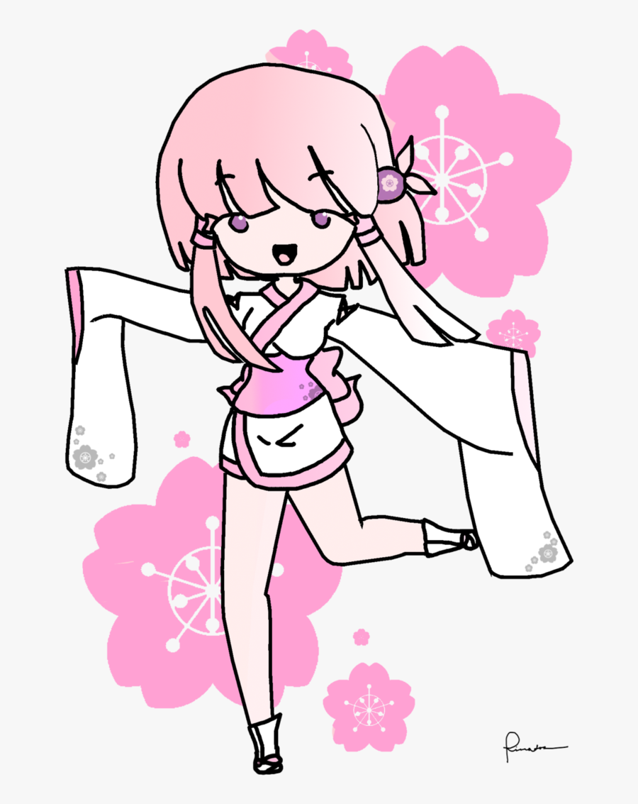 Collection Of Free Kimono Drawing Cherry Blossom Download - Cartoon, Transparent Clipart
