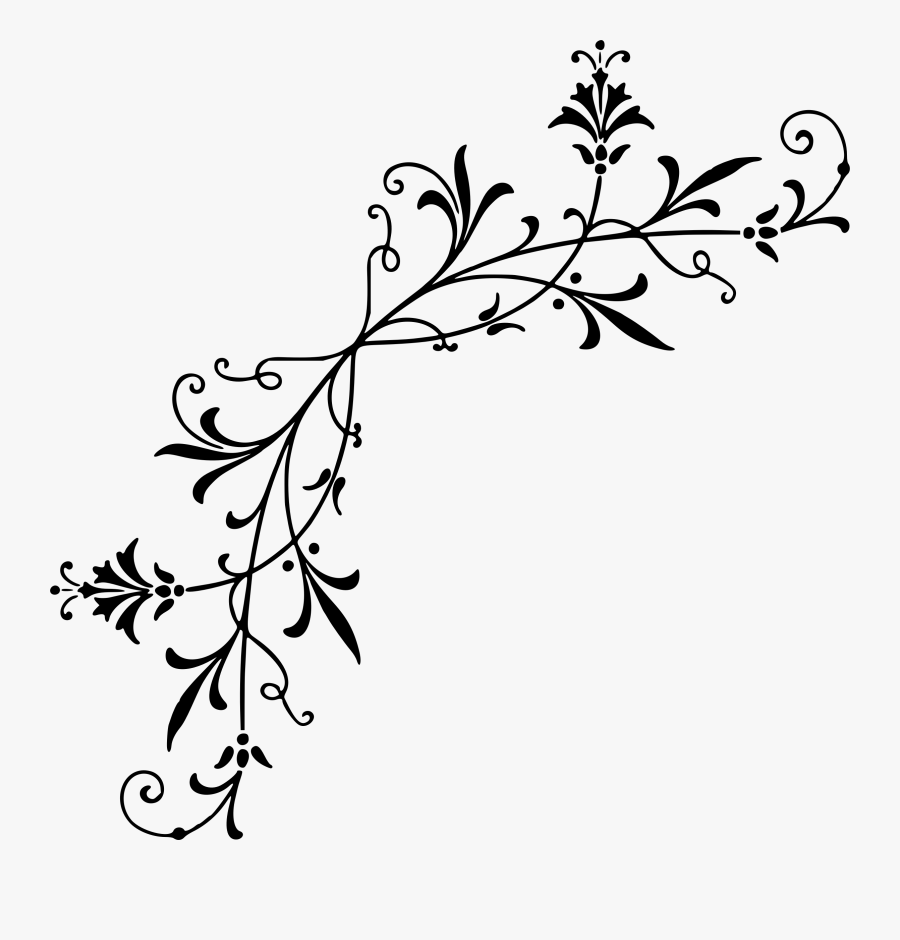 Line Art,plant,flora - Branch Corner Png, Transparent Clipart
