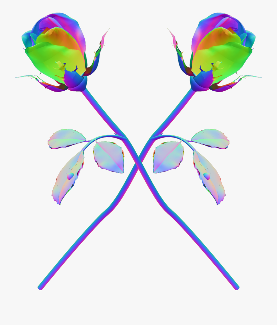Roses Psychedelic Trippy Rainbow Holographic Tumblr - Transparent Tumblr Trippy, Transparent Clipart