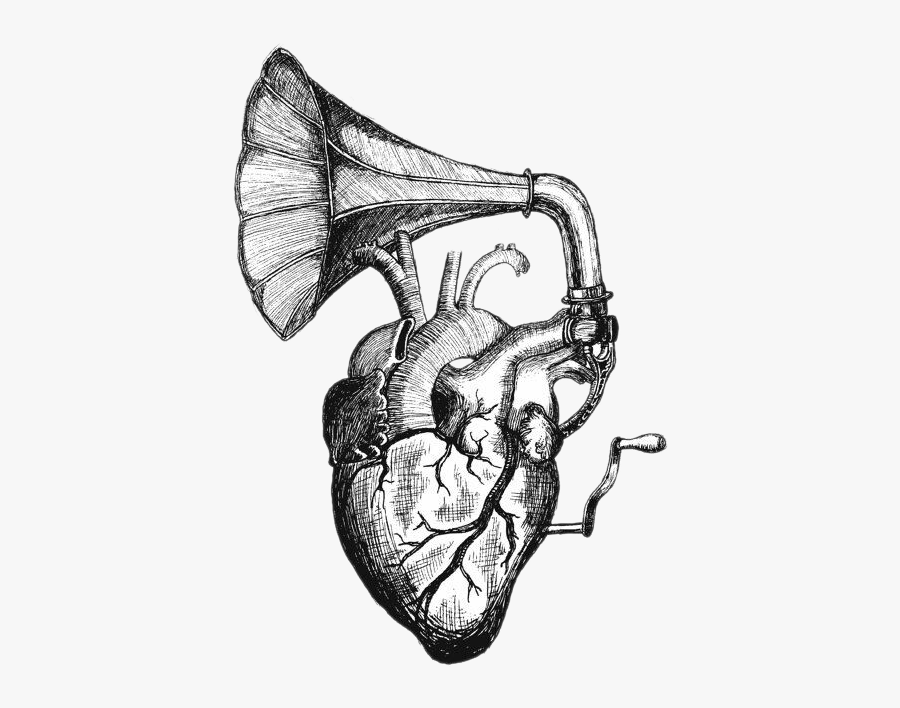 Heart Tattoo Anatomy Speaker Sounds Drawing Clipart - Tattoo Real Heart Music, Transparent Clipart