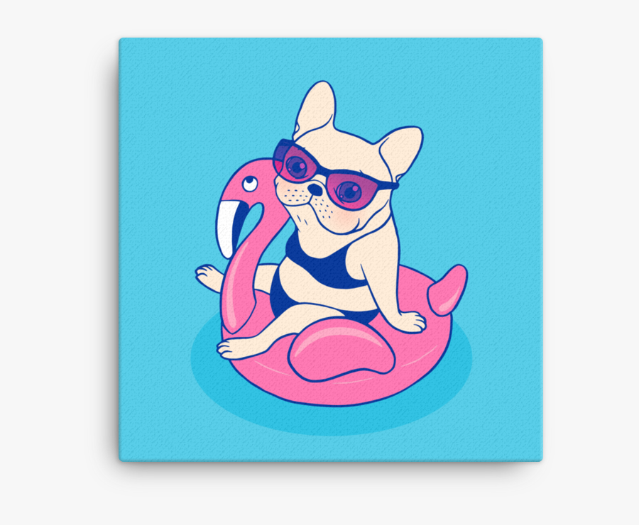 Frenchie Enjoys Summer On - Dog Float Clip Art, Transparent Clipart