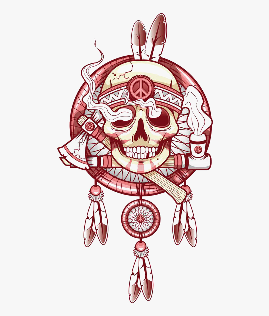 T-shirt Tattoo Skeleton Skull Dreamcatcher Free Transparent - Dream Catcher With Skull Tattoo, Transparent Clipart