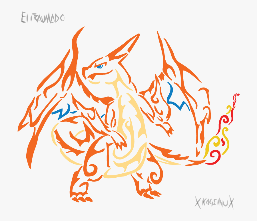 Transparent Charizard Clipart - Pokemon Charizard X Tribal, Transparent Clipart